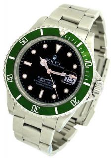   Submariner Custom Green Bezel Watch 16610 with Box & Papers Complete