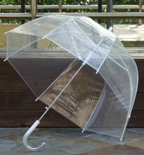 New European Style Stick Dome Clear Transparent Sun/Rain Umbrella