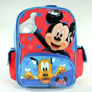 Disney Mickey Mouse and Pluto Print 16 Large Backpack   Book Bag 