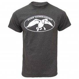 DUCK COMMANDER CHARCOAL T SHIRT WITH WHITE LOGO SHORT SLEEVE