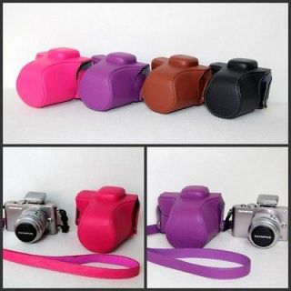 leather Case Bag  OLYMPUS PEN E PM1 EPM1 camera Black Brown White 