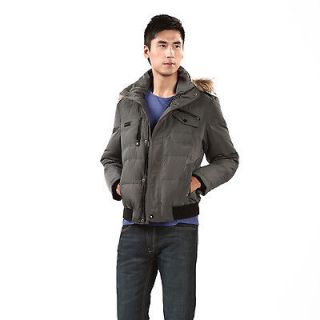 Bengen Men Down Jacket Winter Coat Detachable Fur Hood Anti Cold 