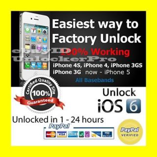 Unlock Code Service for AT&T (ATT) USA Apple iPhone 3GS 4G 4S 5 