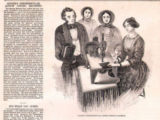 SEWING Singers Sewing Machine 1860s Engraving, Article