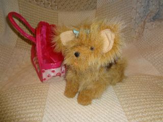   Teacup Pup Cute Yorkie Interactive Plush Toy Animal W Carry Case