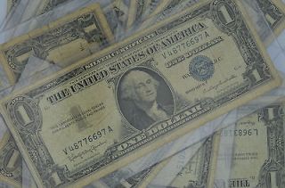 FIVE ★ $1 SILVER CERTIFICATES 1935 1957 ★ w/BCW CURRENCY HOLDERS 