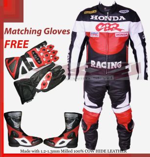 Honda CBR Red Racing Leather Motorcycle full suit Jacket trouser  All 