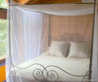 WHITE 4 POSTER POLYESTER MOSQUITO NET BED CANOPY D/Q