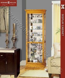Howard Miller Oak Curio Display Cabinets ;back mirror  680288 
