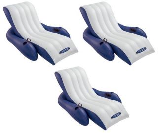 INTEX Floating Pool Recliner Lounges with Cup Holders  58868E (3 Pack 
