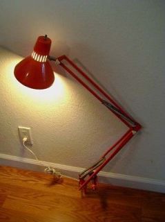   Vintage Retro Industrial Orange Ledu Swing Arm Drafting Task Lamp