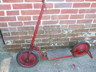 Antique Childs Toy Scooter Ride Original Paint Play Hobby Outdoor 