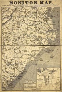 Civil War Monitor Map Seacoast Chesapeake Bay