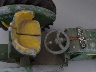 Antique Vintage John Deere Tractor Yellow seat 1950 RARE Metal Toy