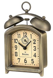 New Bulova Holgate Bedside Key Wind Bell Alarm Clock B8128