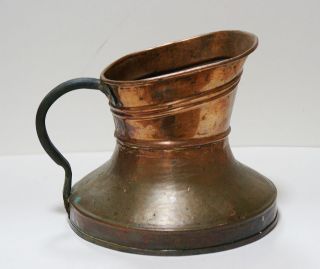 Vintage Hand Crafted Hammered 2.5 Quarts Copper Pitcher with Iron 