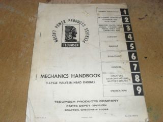 Lauson Tecumseh Handbook 4 Cycle Valve in Head 1975 BIG