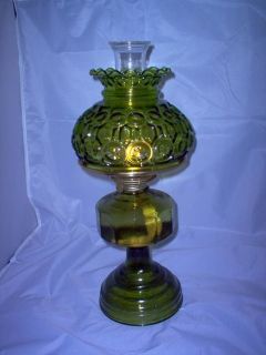 Antique Oil Lamp Green with Shade