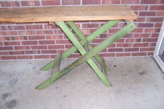 Vintage Antique Primitive Wooden Folding Wood Ironing Board With Old 