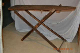 Antique 1890s wood Iron Ironing board Primitive Rustic Country 