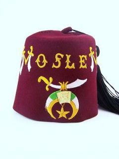 Vintage Moslem Masonic Shriners Fez Hat w/ Pharaoh Pin Tassel & Bag 