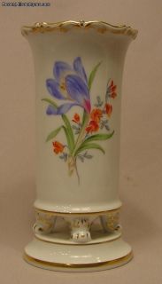 Vintage Meissen Floral & Gold Trim Vase 5 1/2 in High