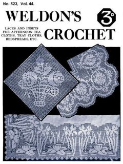 Weldons 2D #523 c.1928 Antique Filet Crochet Lace Work