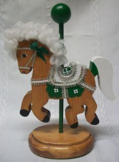 Adorable Wooden Carousel Horse Figurine for Display