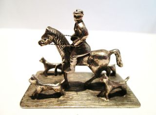 Antique Sterling Silver Man on Horse & Hunting Dog s Miniature 