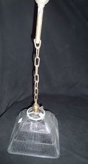   Industrial Holophane Shade on Brass Pendant Fixture Chandelier # 581