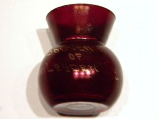 Vintage Ruby Glass Miniature Spitoon Souvenir Of Port Leyden New York