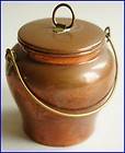 Swedish handmade miniature copper bucket with lid with brass details