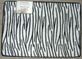 Luxury Black & White Zebra Print Memory Foam Bath Mat 17 x 24 NWT