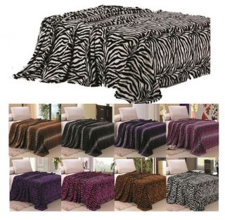Animal Prints Blanket Leopard & Zebra 4 Colors, Twin, Full, Queen 