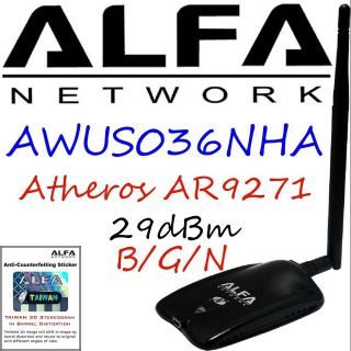 AWUS036NHA Alfa Network B/G/N WIRELESS NETWORK ADAPTER ATHEROS AR9271 