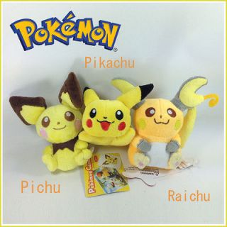   Pokemon Plush Pichu Pikachu Raichu Soft Toy Stuffed Animal Teddy