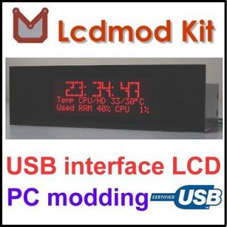   USB HD44780 204 Red LCD Smartie Computer Case Bay Drive PC Modding