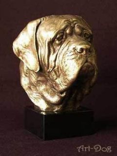 English Mastiff on marble statue figurine sculpture head Cold Cast 
