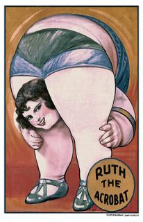 Fat Lady Acrobat Retro Carnival Fair Midway Freak Show Poster