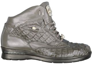 Fennix Italy Genuine Caiman Hornback Mens Sneakers Grey 3276 Size 8 14