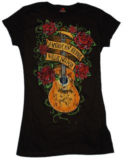 Willie Nelson American Rebel Guitar Vintage Style Juniors T Shirt Tee