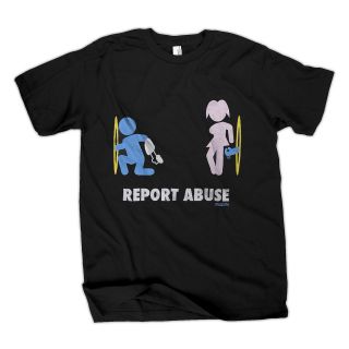 Report Abuse Portal 2 Parody Black T Shirt