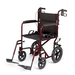 NEW Lightweight 22lbs Medline Aluminum Transport Chair RED with 12 