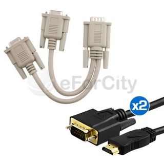 Split 15 pin VGA Cable M/F+2Pcs 1.8m 6Ft VGA 15pin to HDMI Cable M/M 