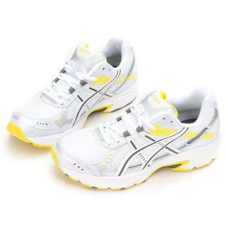 BN ASICS Womens PATRIOT 4 Running Shoes White/Titanium/Yellow (T1G7N 