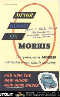 1951 Morris Minor Oxford Six Sales Brochure RHD