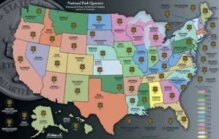 High Quality America the Beautiful National Park Quarter Map Folder 