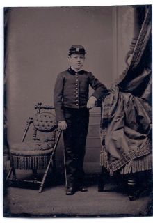Indian Wars Era 1870 80s 1/6 plate Tintype of a Military School Cadet