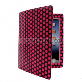 The New iPad 3 / iPad 2 Polka Dot Magnetic Leather Case Smart Cover 
