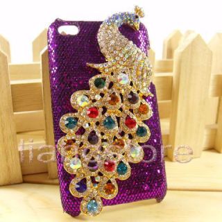   3D Metal Peacock on hard cover case for iPod touch 4 4th Gen itouch